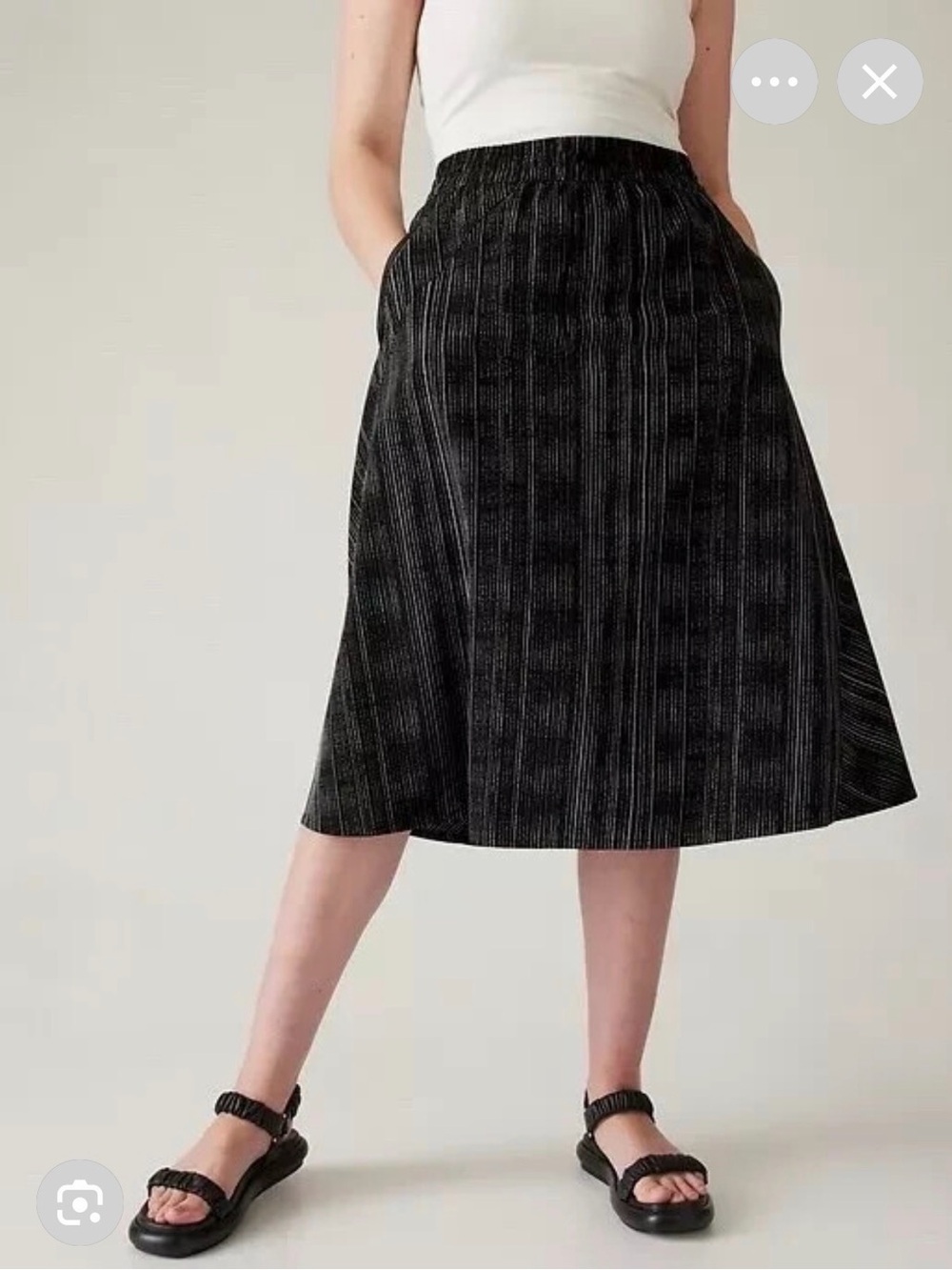 Athletea Arrival Midi Skirt with Amara Stripe - Black